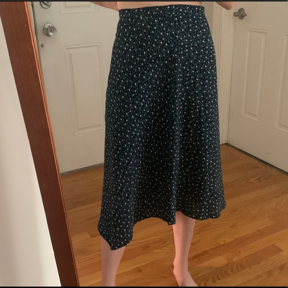 Banana Republic Navy Floral Midi Skirt